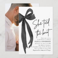 Modern Black Bow She Tied the Knot Bridal Shower