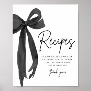 Modern Black Bow She's Tying the Knot Recipes Sign