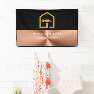 Modern Black & Bronze Construction Building Busine Banner