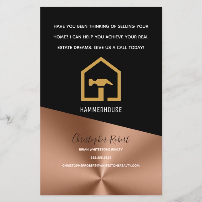 Modern Black & Bronze Construction Building  Flyer (Front)