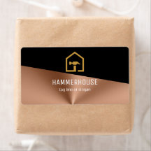 Modern Black & Bronze Construction Return Address