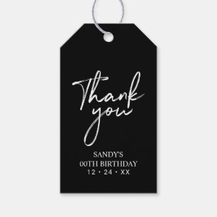 Modern Black Brush Lettering Party Favour Thank yo Gift Tags