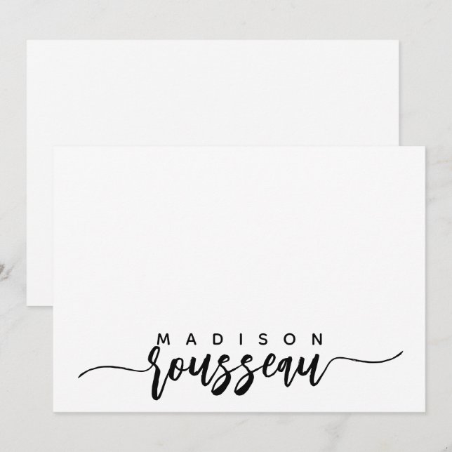 Modern Black Brush Script Name Personalised  Card (Front/Back)