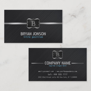 Modern Black Brushed Metal Business Card