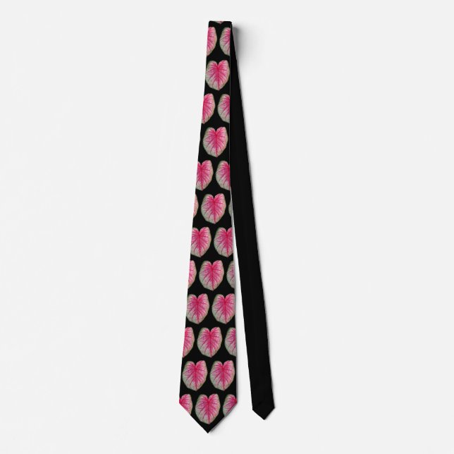 Modern Black Burgundy Red Tropical Pattern  Tie (Front)