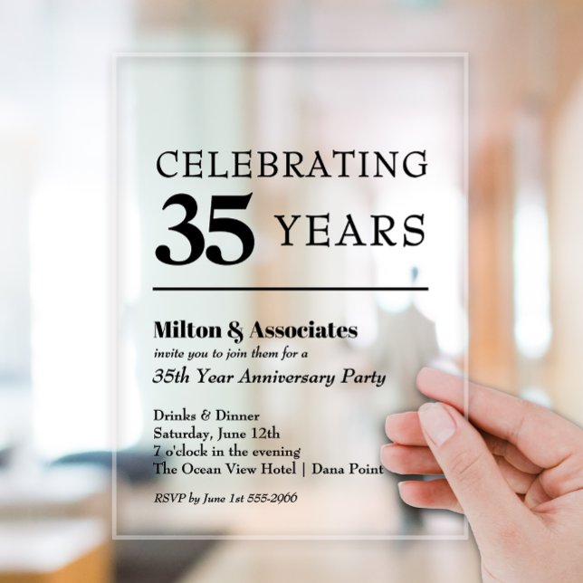 Modern Black Business Anniversary Acrylic Invitations (Modern Black Business Anniversary Clear Acrylic Invitations)