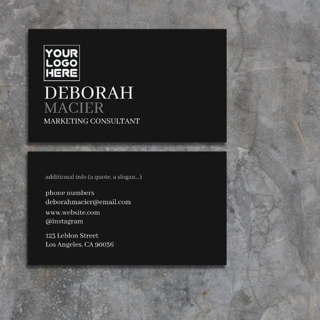 Modern Black Business Card with Logotype Image (Creator Uploaded)