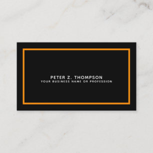 modern black business card with thin orange line