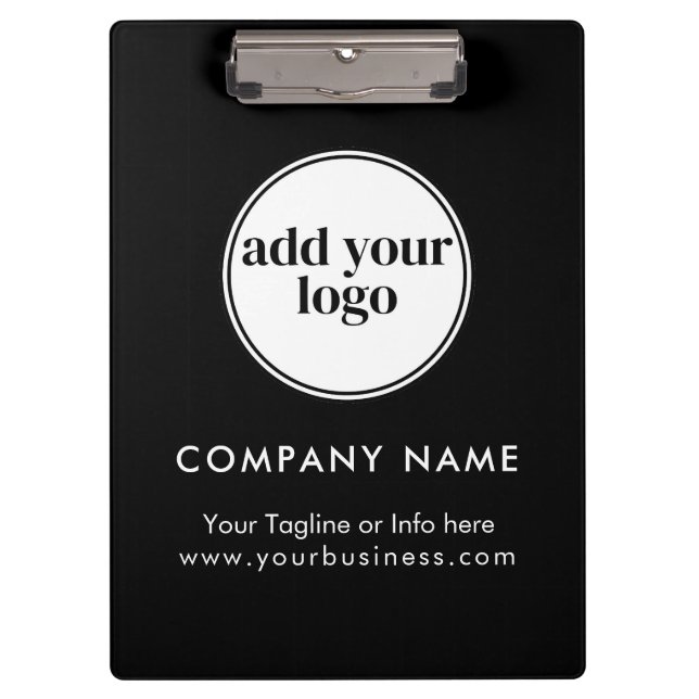 Modern Black Business Custom Company Logo  Clipboard (Front)