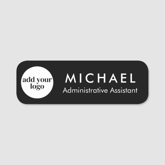 Modern Black Business Custom Company Logo  Name Tag (Front)