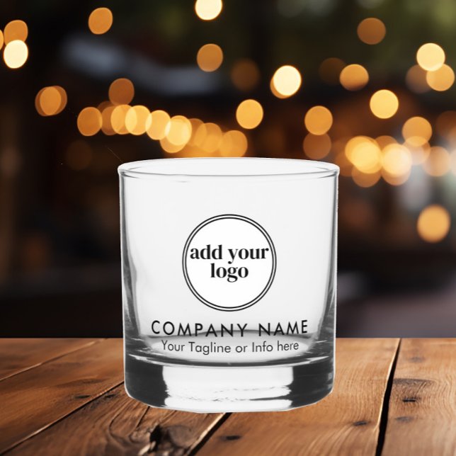 Modern Black Business Custom Company Logo  Whiskey Glass (Creator Uploaded)