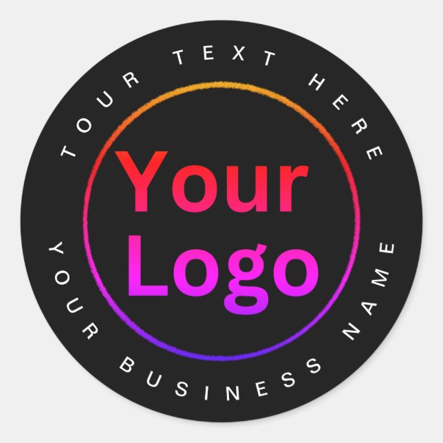 Modern black Business Logo  Classic Round Sticker (Front)