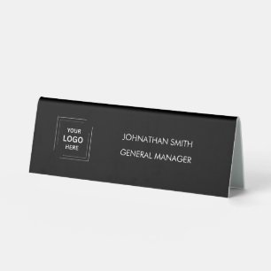 Modern Black Business Logo Desk Name Plate Table