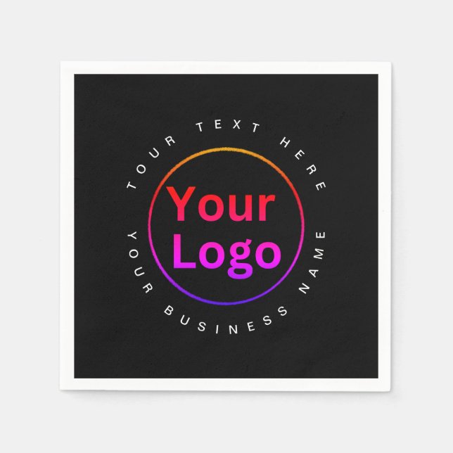 Modern black Business Logo party Napkin (Front)