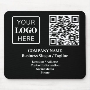 Modern Black Business Name Logo QR code Mouse Mat