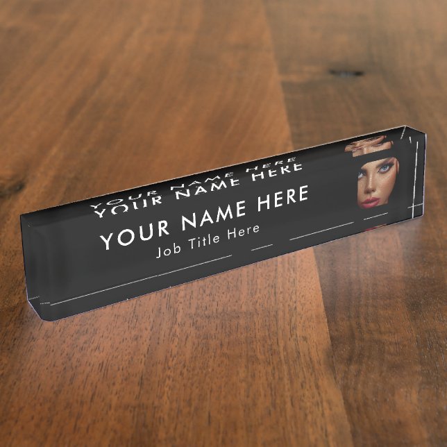 Modern Black Business Photo Professional Executive Nameplate (Side)