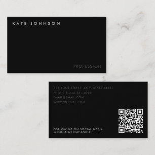 Modern Black Business Professional QR Code Card