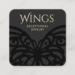 Modern Black Butterfly Stud Earring Display Square Business Card
