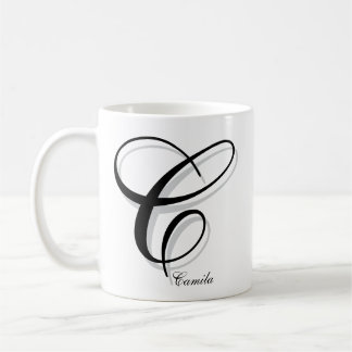 Modern Black C Monogram | Custom Name Coffee Mug