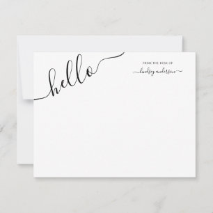Modern Black Calligraphy Hello Personalised Card