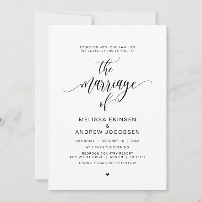 Modern Black Calligraphy, Marriage Invitation (Front)