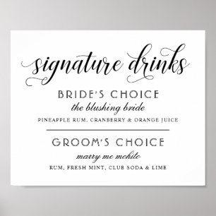 Modern Black Calligraphy Signature Drinks Sign