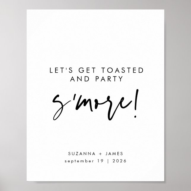Modern Black Calligraphy S'mores Bar Sign (Front)