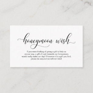 Modern black calligraphy, Wedding Honeymoon Wish Enclosure Card