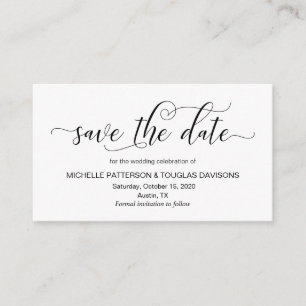 Modern black calligraphy, Wedding Save the date Enclosure Card