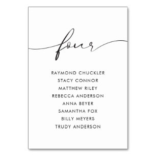 Modern Black Calligraphy Wedding Table Four Table Number
