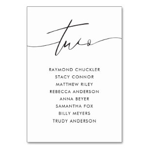 Modern Black Calligraphy Wedding Table Two Table Number