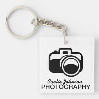 Modern Black Camera Icon Photographer Key Ring