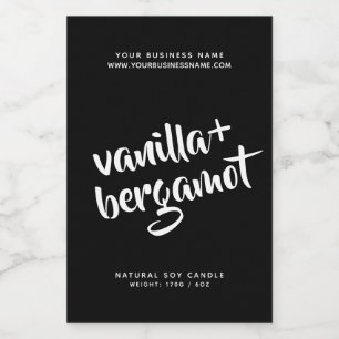 Modern black candle product label