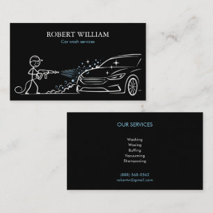 Modern Black Car Wash Services Auto Detailing Business Card