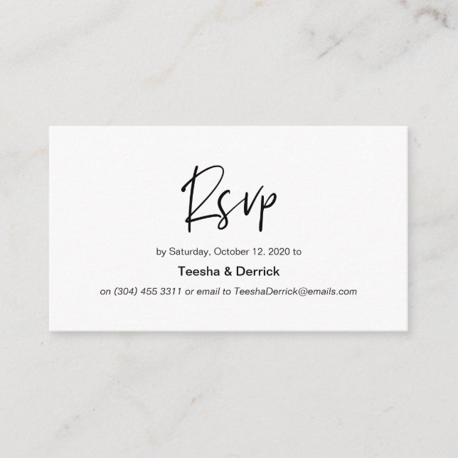Modern black casual elegance font, Wedding RSVP Enclosure Card (Front)