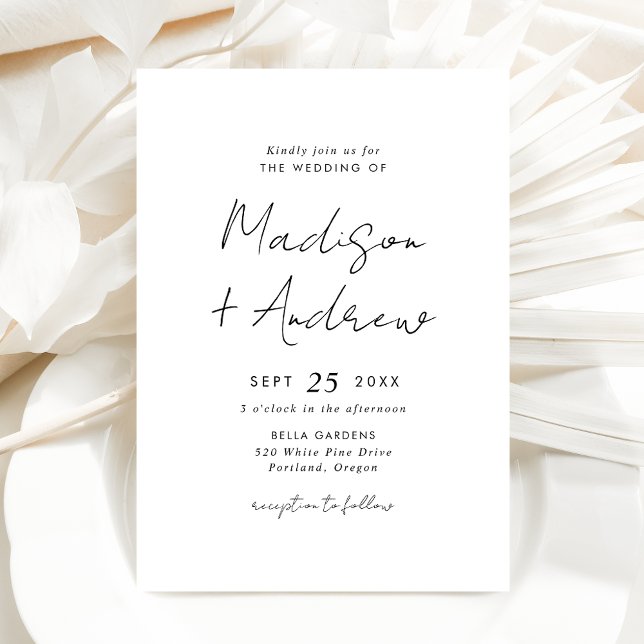 Modern Black Casual Script Wedding Invitation (Creator Uploaded)