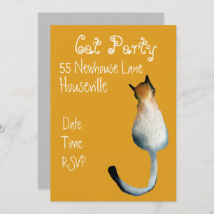 Modern black cat art cat dinner Party Invitation