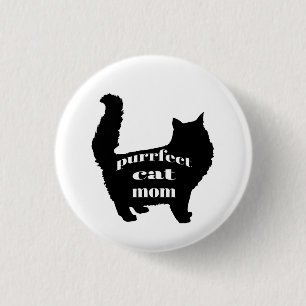 Modern Black Cat Mom 3 Cm Round Badge