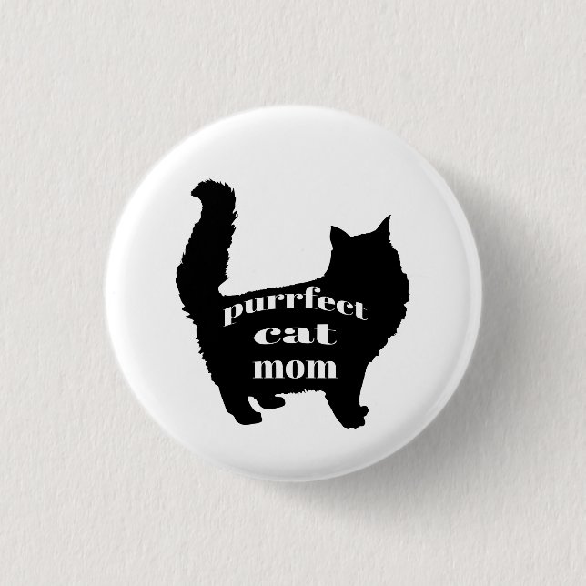 Modern Black Cat Mum 3 Cm Round Badge (Front)