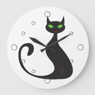Modern Black Cat Wall Clock