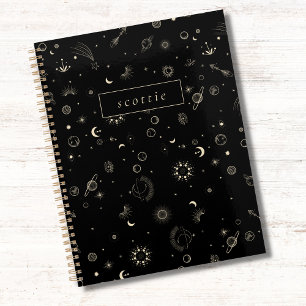 Modern Black Celestial Galaxy Starry Night Planner