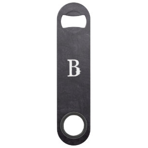 Modern Black Chalkboard Monogram Bottle Opener
