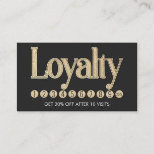 Modern Black Champagne Gold Glitter Typography Loyalty Card