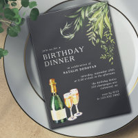 Modern Black | Champagne Greenery Birthday Dinner