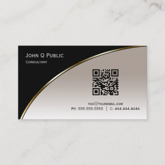 Modern Black Champagne QR Elegant Professional Business Card