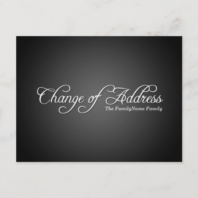 Modern Black Change of Address Postcard (Front)