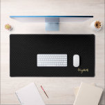 Modern Black Chequered Gold Monogrammed Stylish  Desk Mat<br><div class="desc">Custom, personalised, elegant, stylish, cool, trendy, beautiful faux gold script / typography / calligraphy, modern black chequered squares design pattern background, home office business, name / monogram / initials, durable hemmed edge 3mm thick neoprene customisable gaming / typing / writing / crafting multifunctional desk mat. Simply type in your name...</div>