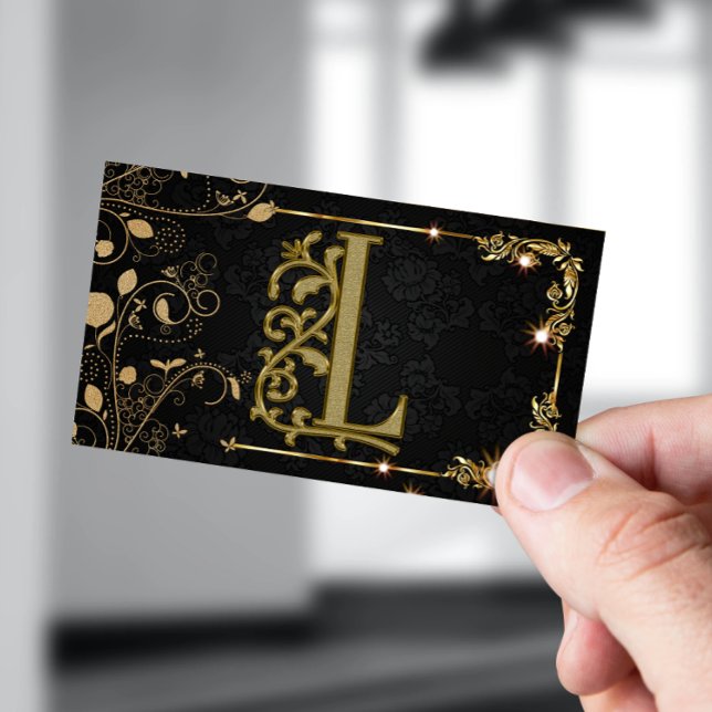 Modern black chic hair stylist script signature business card (Creator Uploaded)