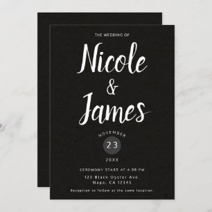 Modern Black Chic Minimal Wedding Invitation