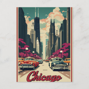 Modern Black Chicago Illinois Skyline Postcard